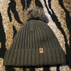 Timberland Olive Green Knit Pom-Pom Beanie
